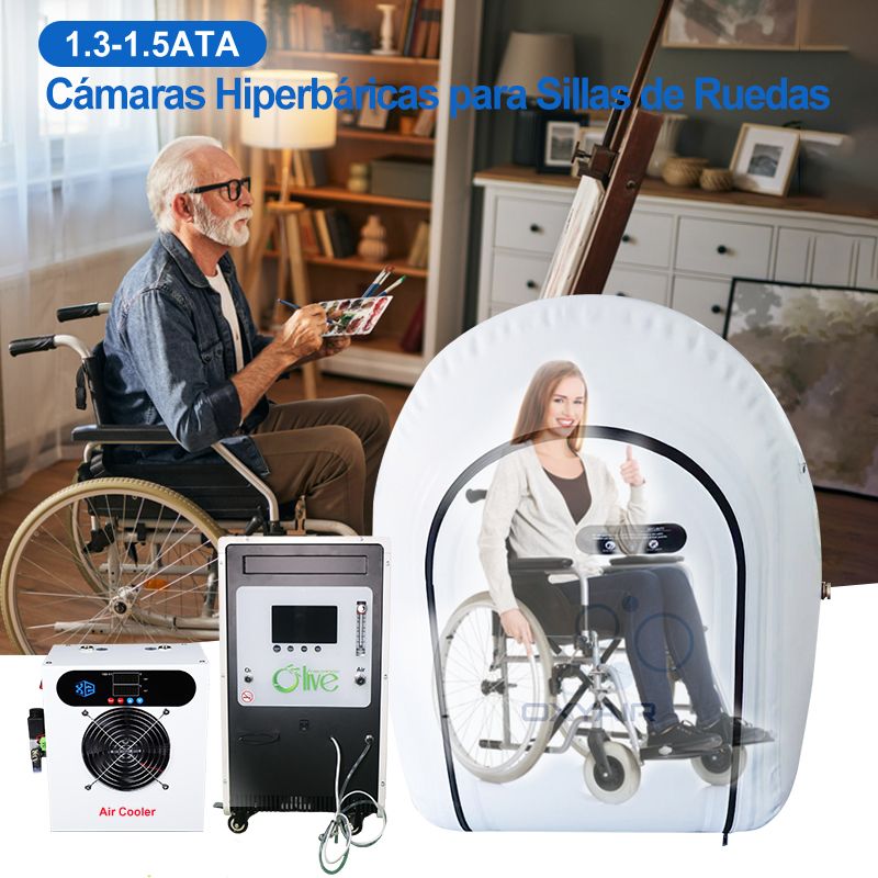 Cámara hiperbárica portátil HBOT 1.5ATA accesible en silla de ruedas